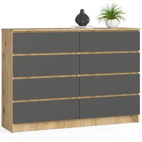 Kumode Akord Furniture Factory K140, pelēka krās./artisan oak krās., 99 cm x 138 cm x 40 cm