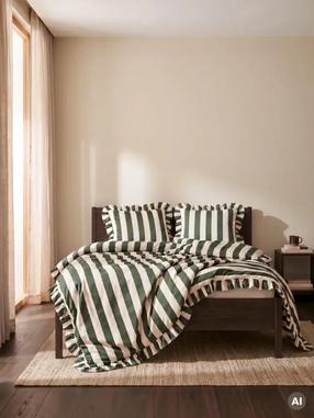 Patalynės užvalkalų komplektas Homla Basic Tiffany 245002, balta sp./žalia sp., 50 x 60 cm, 160 x 200 cm, 3 d.