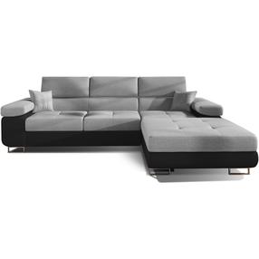 Kampinė sofa Armando Sawana 21, Soft 11, juoda sp./pilka sp., dešininė, 280 x 205 cm x 90 cm