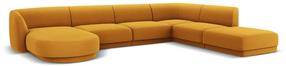 Kampinė sofa Micadoni Home Miley Velvet Panoramic 6 Seats, geltona sp., dešininė, 327 x 245 cm x 74 cm
