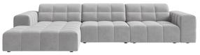Kampinė sofa Cosmopolitan Design Chicago Bluvel 03, sidabro sp., kairinė, 167 x 294 cm x 78 cm