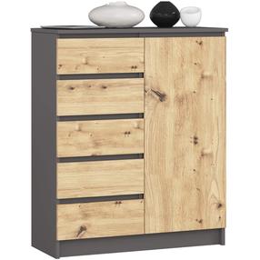 Kumode Akord Furniture Factory K80, brūna krās./grafīta krās., 97 cm x 35 cm x 80 cm