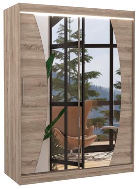 Spinta ADRK Modesto LED, ruda sp./rusva sp., 58 cm x 150 cm x 200 cm, su veidrodžiu