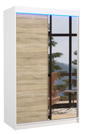 Spinta ADRK Revena 120, ruda sp./balta sp., 58 cm x 120 cm x 200 cm, su veidrodžiu