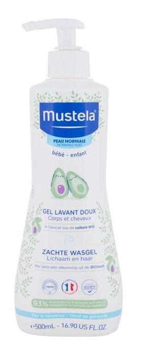 Средство для мытья волос и тела Mustela bebe, gentle cleansing gel with avocado, 500 мл
