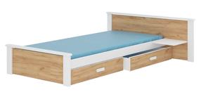 Bērnu gulta Aldex Shelf, zelta krās./balta krās./brūngans krās., 80 x 180 cm, ar nodalījumu gultas veļai, bez matrača