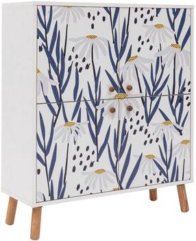 Skapītis Kalune Design Multi Purpose Daisy, balts krās./zilimelns krās., 36 cm x 95 cm x 111 cm