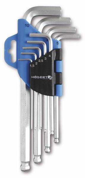Набор шестигранных ключей Högert Ballpoint, шестигранная, 9 шт.