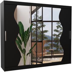 Skapis ADRK Sharon, melna krās., 58 cm x 250 cm x 215 cm, ar spoguli