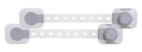 Universālā aizsardzība Dreambaby Twist N Lock Multi-Purpose Latch, balta krās./pelēka krās., 2 gab.