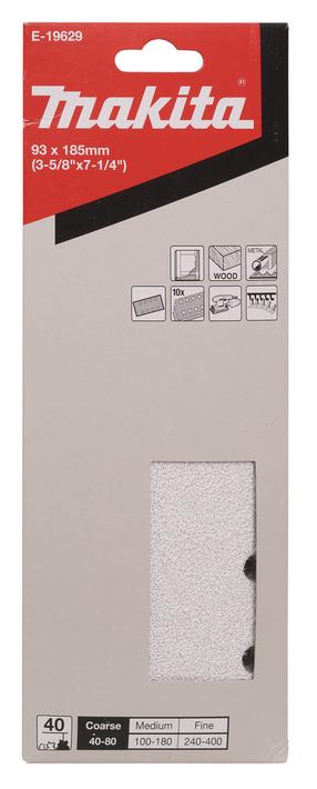 Šlifavimo lapas Makita E-19629, 40, 18.5 cm x 9.3 cm, 10 vnt.