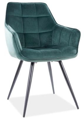 Valgomojo kėdė Lilia Velvet, juoda sp./žalia sp., 59 cm x 45 cm x 90 cm