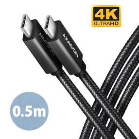Vads Axagon BUCM32-CM05AB, 2 x USB Type-C, 50 cm, melna krās., 100 W
