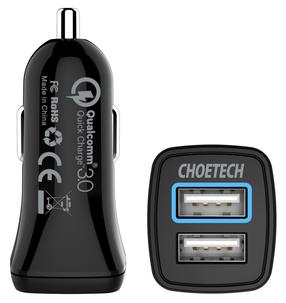 Automobilinis įkroviklis Choetech C0051, 2 x USB Type-C, juoda sp., 30 W