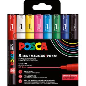 Universaalne markerite komplekt Posca Basis, ühepoolsed, mitmevärviline, 8 tk