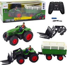 Rc traktorius Lean Toys Farm Machine, 1:24, raudona sp./žalia sp.