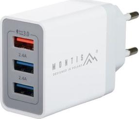 Telefono įkroviklis Montis MT009, 3 x USB, balta sp., 30 W