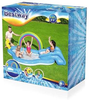 Piepūšams rotaļu laukums Bestway Rainbow & Shine, 275 cm x 145 cm, zila krās./balta krās./dzeltena krās.