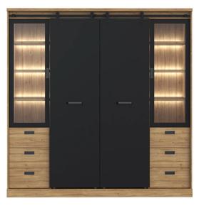 Spinta Forte Klaark KZMS9411B-M328, ąžuolo sp./juoda sp., 203 cm x 61 cm x 208 cm
