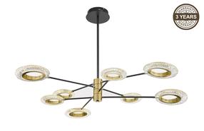 Šviestuvas kabinamas Domoletti Crystal A2333-8, LED, 3000 °K, 8 x 7.5 W, juoda sp. / aukso sp.