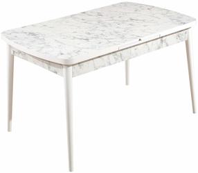 Valgomojo stalas išskleidžiamas Kalune Design Carrara, balta sp./pilka sp., 132 - 170 cm x 76.5 cm x 79 cm
