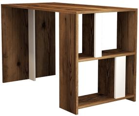 Rašomasis stalas su lentyna Kalune Design Lima 845HCT3841, 120 cm x 60 cm, 75.4 cm, balta sp./riešuto sp./smėlio sp.