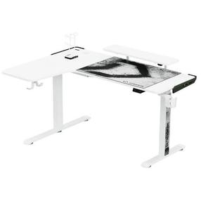 Kompiuterinių žaidimų stalas reguliuojamo aukščio Ultradesk Winger, 155 cm x 111 cm, 75 - 122 cm, balta sp.