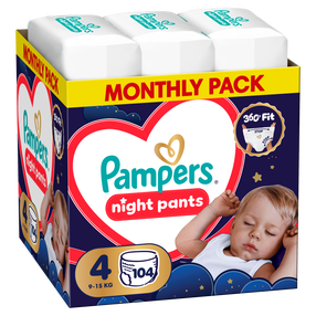 Üleöö mähkmed Pampers Night, 4 suurus, 9 - 15 kg, 104 tk