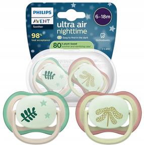 Набор пустышек Philips Avent Ultra Air Night Neutral, 6+ мес., зеленый цв.