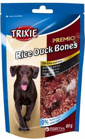 Skanėstas šunims Trixie Premio Bones, antiena/ryžiai, 0.08 kg