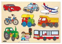 Edukacinė medinė dėlionė WOODY Educational Peg Puzzle, įvairių spalvų, 9 vnt.