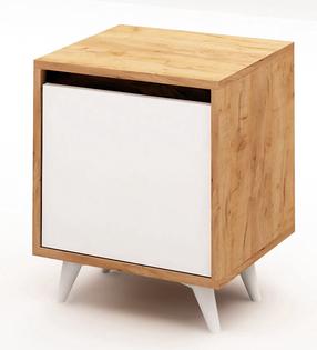 Naktsskapītis Kalune Design Yeppuga 811MDD3401, ozola krās./balts krās., 52 cm x 45 cm x 40 cm