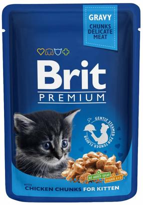 Šlapias kačių maistas Brit Premium Chicken Chunks Kitten, vištiena, 0.1 kg, 24 vnt.