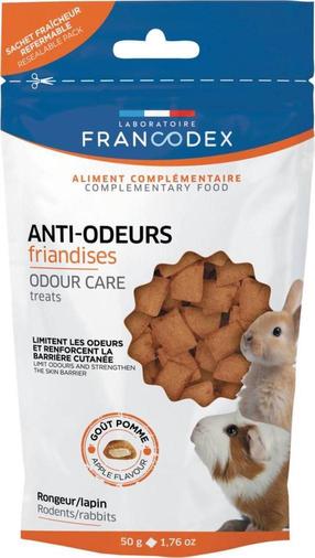 Skanėstas graužikams Francodex Odour Care, triušiams/jūrų kiaulytėms, 0.05 kg