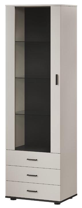 Vitrina Cama Meble Soho S1, juoda sp./kašmyro sp., 41 cm x 60 cm x 192 cm