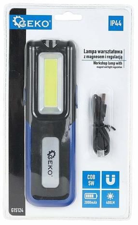 Statybinis prožektorius, nešiojamas Geko Powerbank, 8 W, 400 lm, IP44, mėlyna sp./juoda sp.