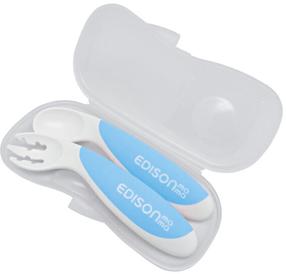 Stalo įrankiai Edison Mama Begginer Set Fork & Spoon, 9 mėn., polipropilenas (pp)/termoplastinė guma (tpe), mėlyna sp./balta sp.