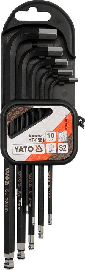Набор шестигранных ключей Yato YT-0561, шестигранная, 23.2 см, 10 шт.