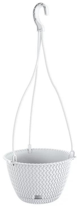 Rippuv lillepott Splofy DSPW230-S449, plastik, 23 cm x 23 cm, Ø 23 cm, valge v.