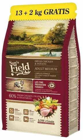 Sausas šunų maistas Sam's Field Low Grain Chicken & Potato Adult, vištiena/bulvės, 15 kg