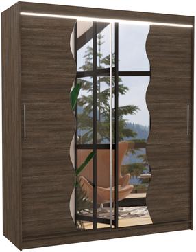 Spinta ADRK Kansas LED, šokolado sp., 58 cm x 180 cm x 215 cm, su veidrodžiu