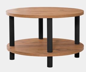 Kavos staliukas Kalune Design Roby, juoda sp./pušies sp, 70 cm x 70 cm x 43.7 cm