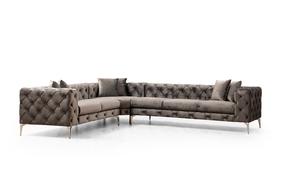 Kampinė sofa Hanah Home Como Ecru, antracito sp., dešininė, 310 x 270 cm x 73 cm