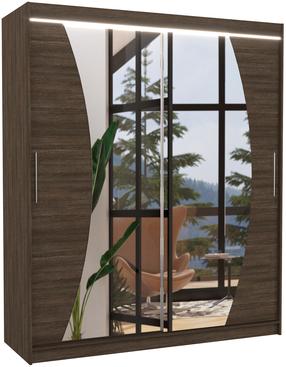 Spinta ADRK Dolores LED, šokolado sp., 58 cm x 180 cm x 215 cm, su veidrodžiu