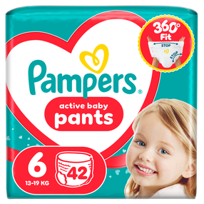 Autiņbiksītes - apakšbiksītes Pampers Active Baby Pants, 6 izmērs, 13 - 19 kg, 42 gab.