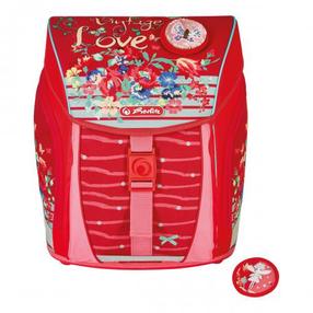 Mokyklinė kuprinė Herlitz Filolight Vintage Love, raudona sp., 22 cm x 32 cm x 38 cm