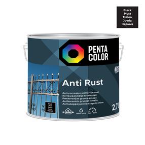 Краска-эмаль, для металлоконструкций, защита от коррозии Pentacolor Anti Rust, полуглянцевая, 2.7 l, черный цв.