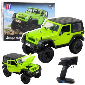  Radiovadāms apvidus auto Double E Jeep Wrangler, 1:14, zaļa krās.