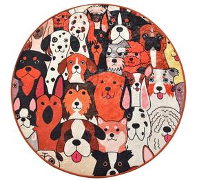 Vonios grindų kilimėlis Foutastic Dogs 359CHL4248, įvairių spalvų, 140 cm x 140 cm, Ø 140 cm