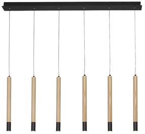 Lampa karināms AZzardo Izolda AZ3340, LED, 3000 °K, 6 x 5 W, bēša krās./koka krās. / melna krās.